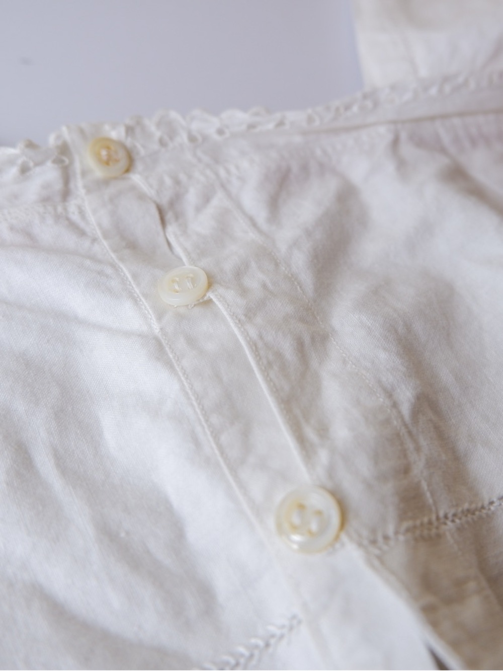 Vintage Monogrammed Cotton Button Up White Eyelet Corset Cover Top - Picture 4 of 4